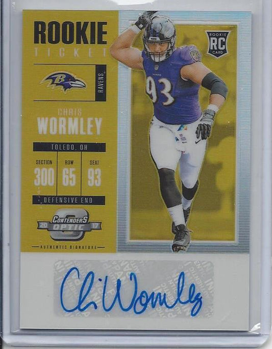 CHRIS WORMLEY 2017 CONTENDERS OPTIC GOLD HOLO ROOKIE TICKET ON CARD AUTO RC /10