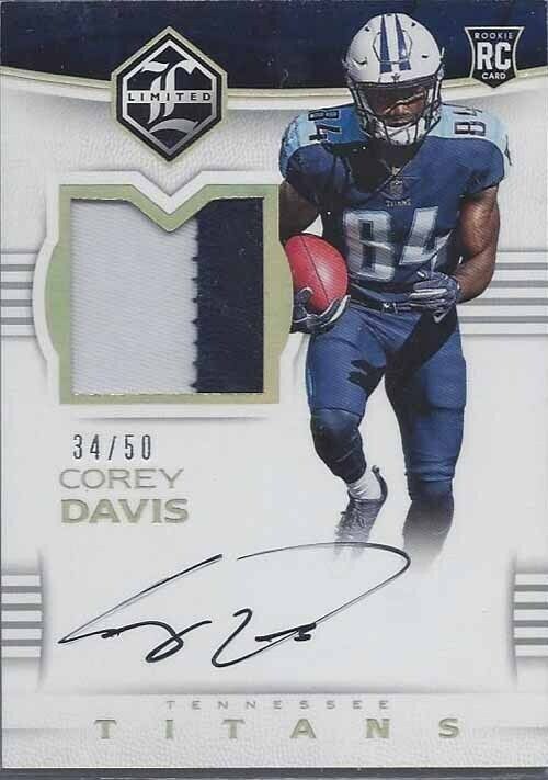 COREY DAVIS 2017 LIMITED SILVER RPA ROOKIE PATCH ON CARD AUTO RC #D 34/50