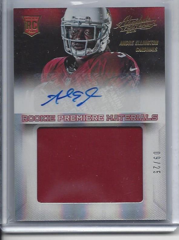 ANDRE ELLINGTON 2013 ABSOLUTE RPM JUMBO CARDINALS JERSEY AUTO RC #D 9/25
