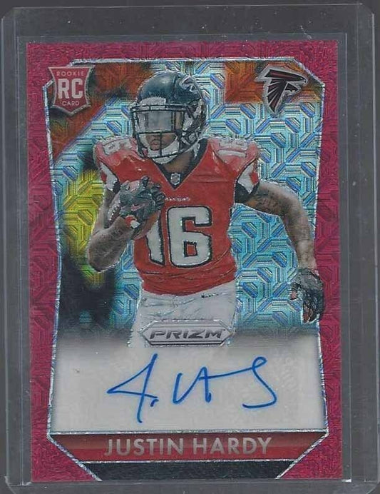 JUSTIN HARDY 2015 PANINI PRIZM RED MOJO PRIZMS ROOKIE AUTO RC #D 7/99