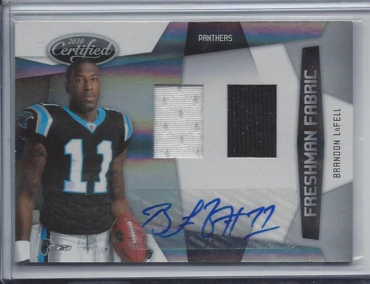 BRANDON LAFELL 2010 CERTIFIED FRESHMAN FABRIC DUAL JERSEY AUTO RC #D 447/599