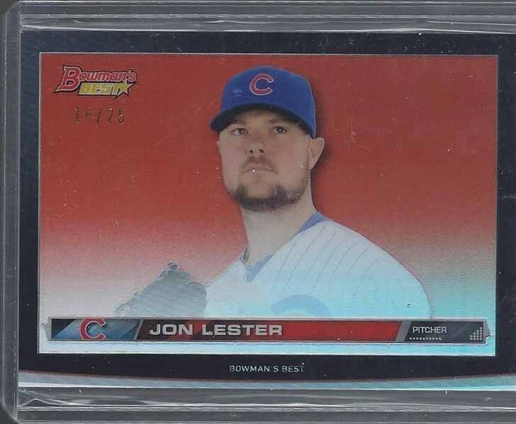 JON LESTER 2015 BOWMAN'S BEST THICK BLACK FRAMED ORANGE REFRACTOR #D 18/25