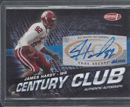 JAMES HARDY 2008 ASPIRE CENTURY CLUB INDIANA HOOSIERS ON CARD AUTO RC #D 20/100