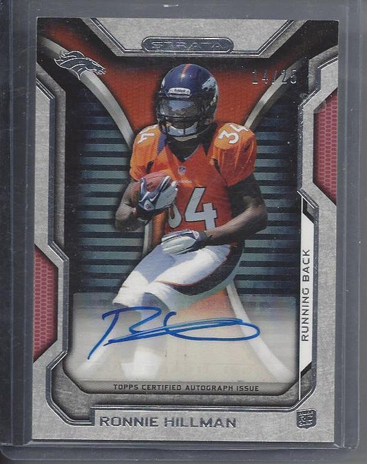 RONNIE HILLMAN 2012 TOPPS STRATA BRONCOS RED VARIATION AUTO RC #D 14/25
