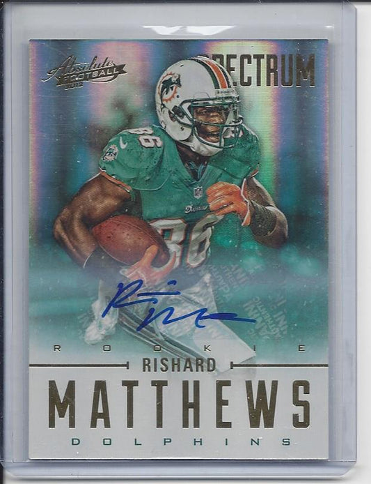 RISHARD MATTHEWS 2012 ABSOLUTE SPECTRUM GOLD DOLPHINS AUTO RC #D 298/299