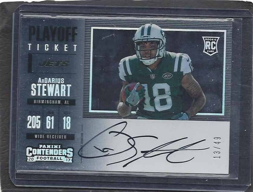 ARDARIUS STEWART 2017 CONTENDERS PLAYOFF TICKET VARIATION AUTO RC #D 13/49