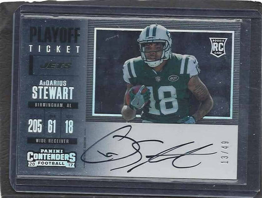 ARDARIUS STEWART 2017 CONTENDERS PLAYOFF TICKET VARIATION AUTO RC #D 13/49