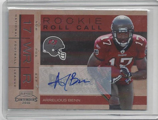ARRELIOUS BENN 2010 CONTENDERS ROOKIE ROLL CALL BUCCANEERS AUTO RC #D 8/10