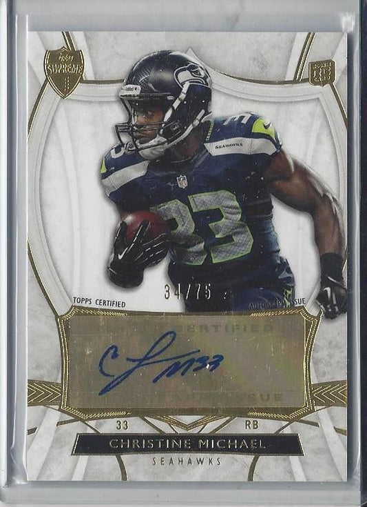 CHRISTINE MICHAEL 2013 TOPPS SUPREME SEAHAWKS AUTO RC #D 34/75