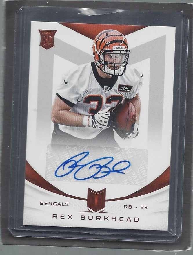 REX BURKHEAD 2013 PANINI MOMENTUM PATRIOTS ROOKIE AUTO RC #D /599