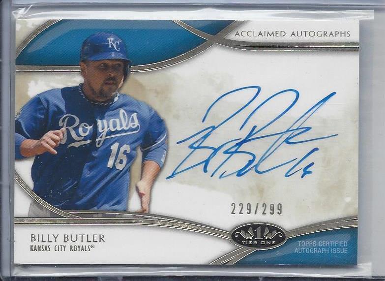 BILLY BUTLER 2014 TOPPS TIER ONE ACCLAIMED ON CARD ROYALS AUTO #D 229/299