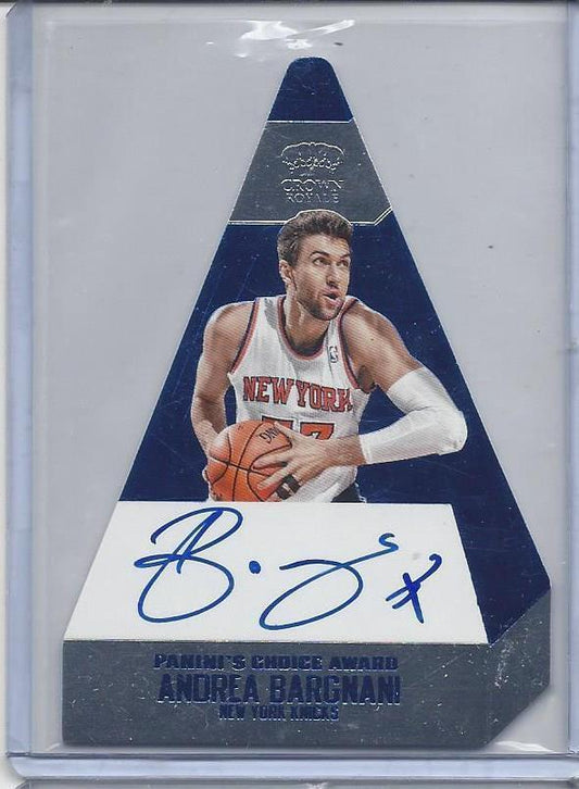 ANDREA BARGNANI 13-14 CROWN ROYALE PANINI CHOICE AWARD BLUE ON CARD AUTO #D 5/20