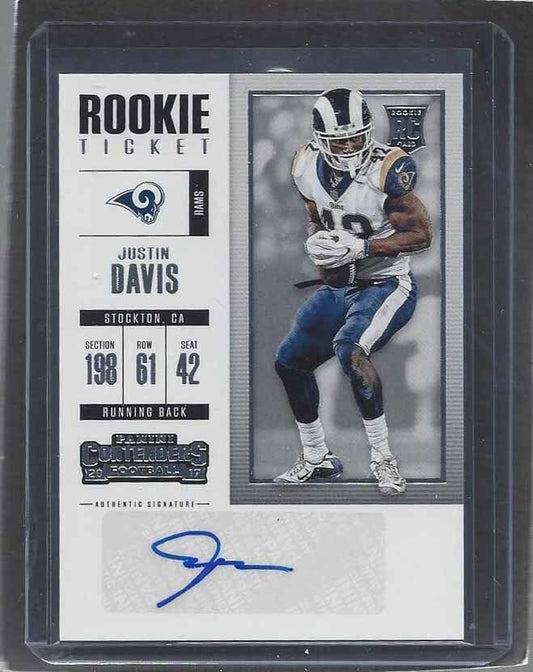 JUSTIN DAVIS 2017 CONTENDERS ROOKIE TICKET RAMS AUTO RC #241