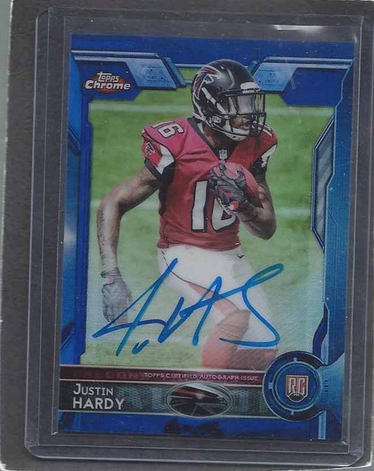 JUSTIN HARDY 2015 TOPPS CHROME BLUE REFRACTOR ROOKIE ON CARD AUTO RC #D 32/50