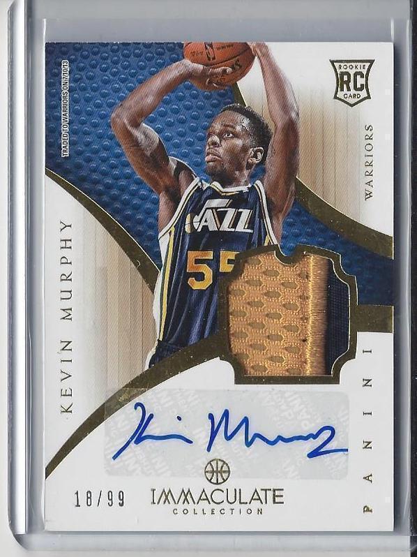 KEVIN MURPHY 2012-13 IMMACULATE RPA 2 COLOR JAZZ PATCH ON CARD AUTO RC #D 18/99