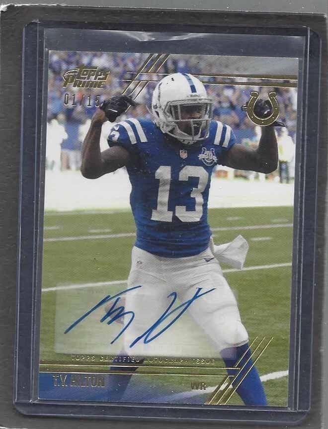 T.Y. HILTON 2014 TOPPS PRIME VETERAN VARIATION GOLD COLTS AUTO #D 1/15