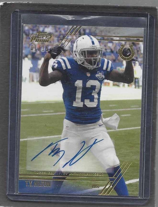 T.Y. HILTON 2014 TOPPS PRIME VETERAN VARIATION GOLD COLTS AUTO #D 1/15