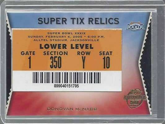 DONOVAN MCNABB 2005 TOPPS SUPER TIX RELICS LOWER LEVEL TICKET STUB RELIC #2