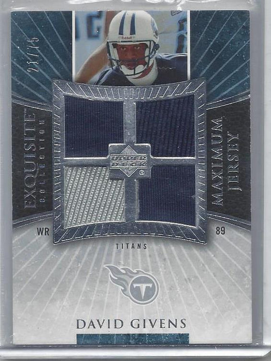 DAVID GIVENS 2006 EXQUISITE MAXIMUM JERSEY QUAD GAME USED JERSEY #D 21/75