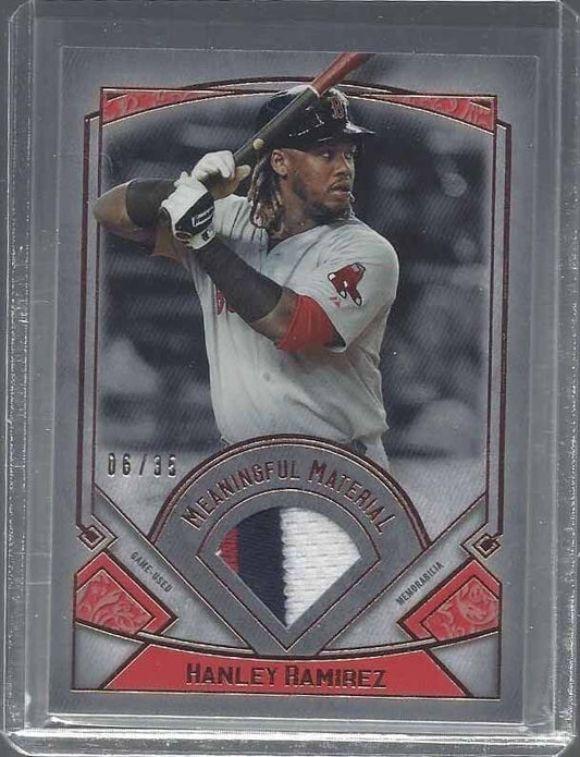 HANLEY RAMIREZ 2017 TOPPS MUSEUM MEANINGFUL MATERIAL 3 COLOR RED SOX PATCH /35