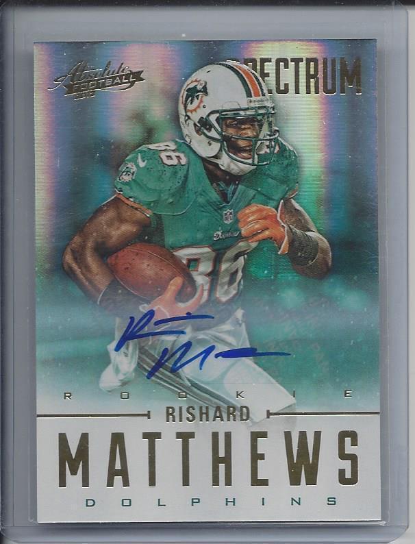 RISHARD MATTHEWS 2012 ABSOLUTE SPECTRUM GOLD DOLPHINS ROOKIE AUTO RC #D 168/299