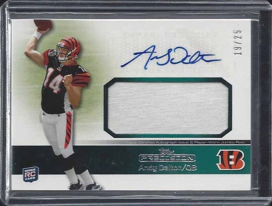 ANDY DALTON 2011 TOPPS PRECISION GREEN BENGALS JUMBO JERSEY AUTO RC #D 19/25