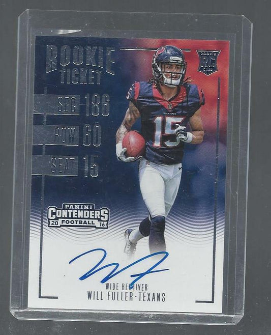 WILL FULLER 2016 PANINI CONTENDERS TEXANS ON CARD ROOKIE TICKET AUTO RC #328