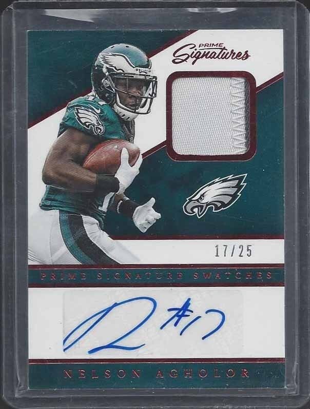 1/1 NELSON AGHOLOR 2016 PRIME SIGNATURES RED 2 CLR PATCH AUTO #D 17/25 JSY #17 !