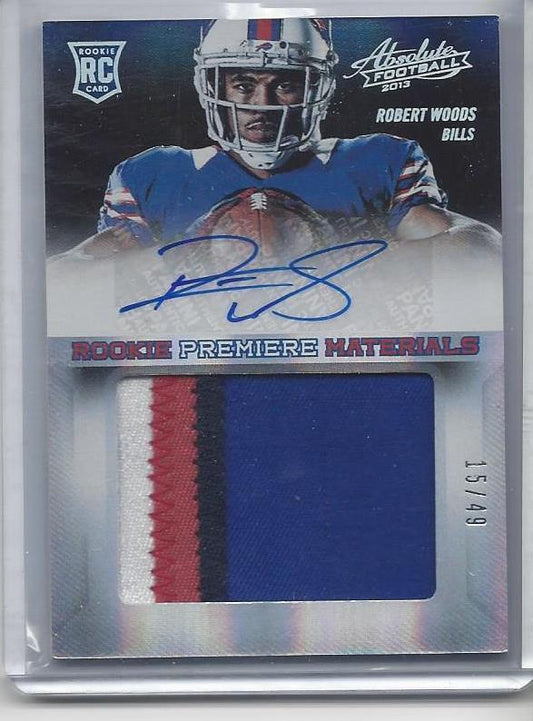 ROBERT WOODS 2013 ABSOLUTE RPM JUMBO 4 COLOR BILLS PATCH AUTO RC #D 15/49