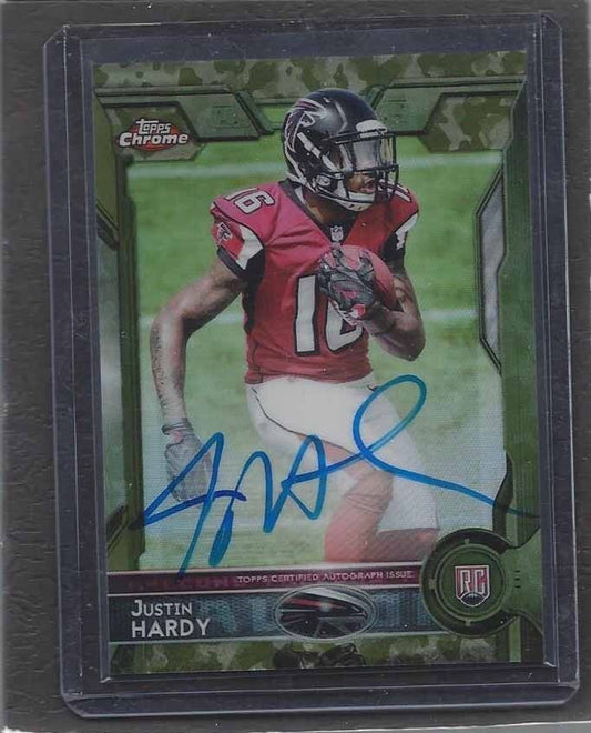 JUSTIN HARDY 2015 TOPPS CHROME CAMO REFRACTOR ROOKIE ON CARD AUTO RC #D /99