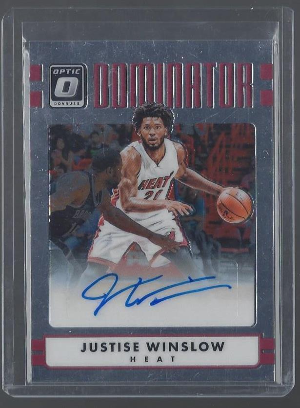 JUSTISE WINSLOW 2016-17 DONRUSS OPTIC DOMINATOR SILVER MIAMI HEAT AUTO #D 10/99