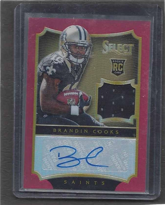 BRANDIN COOKS 2014 PANINI SELECT RED PRIZM ROOKIE JERSEY AUTO RC #D 25/30