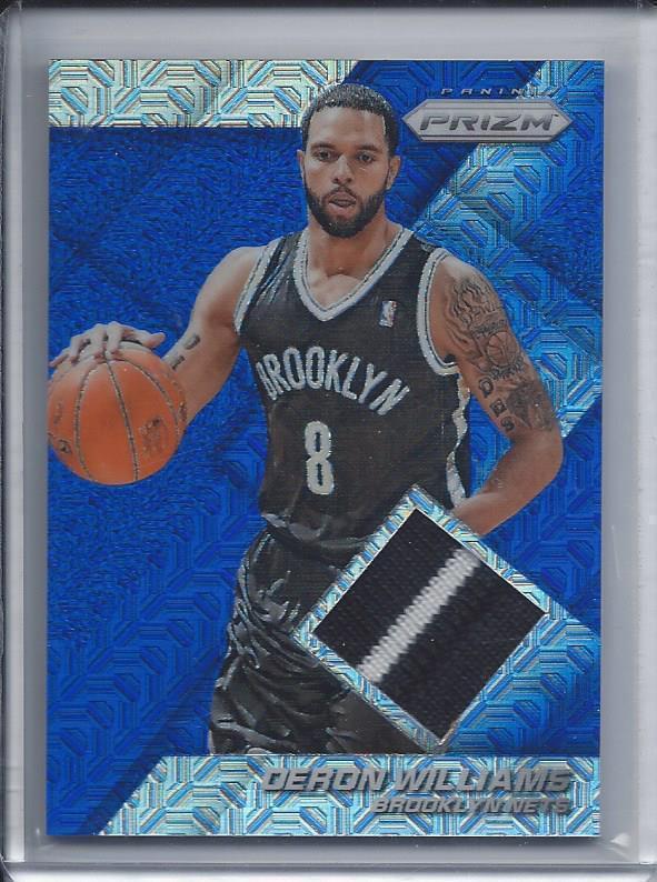 DERON WILLIAMS 2014-15 PANINI PRIZM BLUE PRIZM REFRACTOR 2 COLOR PATCH #D 10/10