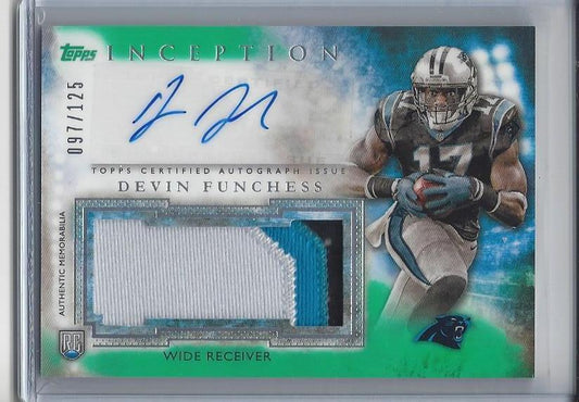 DEVIN FUNCHESS 2015 TOPPS INCEPTION GREEN 3 COLOR ROOKIE PATCH AUTO RC #D 97/125