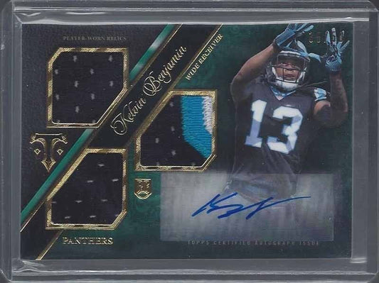KELVIN BENJAMIN 2015 TOPPS TRIPLE THREADS GREEN ROOKIE PATCH AUTO RC #D 35/50