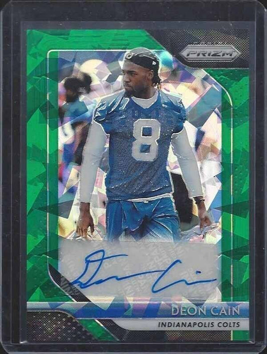 DEON CAIN 2018 PANINI PRIZM GREEN CRYSTALS CRACKED ICE AUTO RC #D 75/75