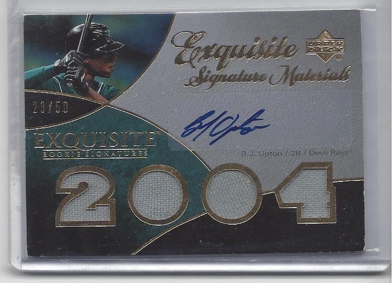 B.J. UPTON 2007 EXQUISITE SIGNATURE MATERIALS QUAD JERSEY AUTO RC #D 23/50