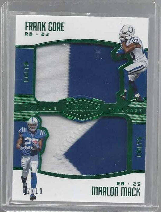 MARLON MACK FRANK GORE 2017 PLATES PATCHES DOUBLE COVERAGE GREEN PATCH RC #D /10