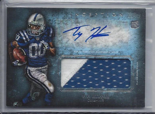 T.Y. HILTON 2012 TOPPS INCEPTION RPA JUMBO 2 COLOR COLTS ROOKIE PATCH AUTO RC