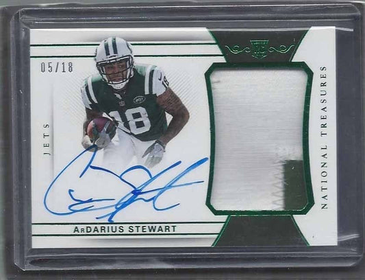 ARDARIUS STEWART 2017 NATIONAL TREASURES RPA GREEN ROOKIE PATCH AUTO RC #D 5/18