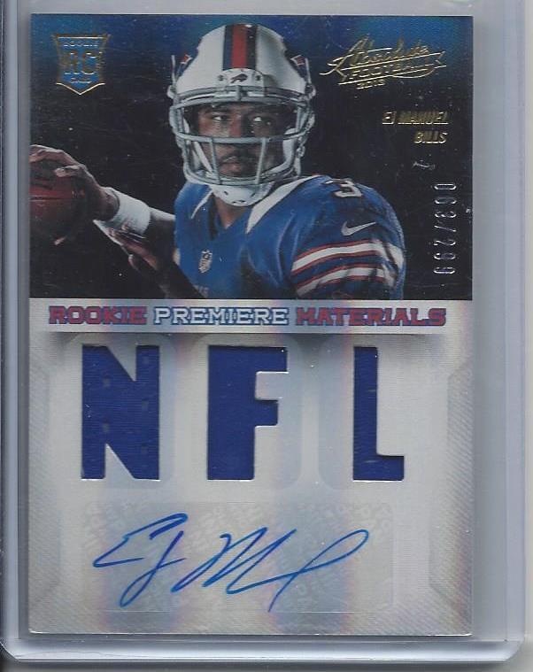 E.J. MANUEL 2013 ABSOLUTE RPM BILLS ROOKIE TRIPLE JERSEY AUTO RC #D 63/299