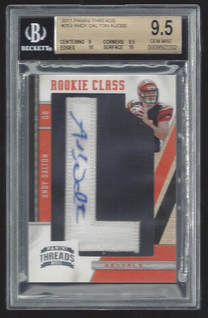 ANDY DALTON 2011 THREADS LETTERMEN LETTER "L" PATCH AUTO RC /300 BGS 9.5 w 10 AU