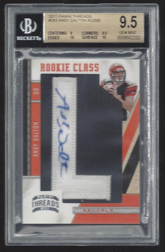 ANDY DALTON 2011 THREADS LETTERMEN LETTER "L" PATCH AUTO RC /300 BGS 9.5 w 10 AU