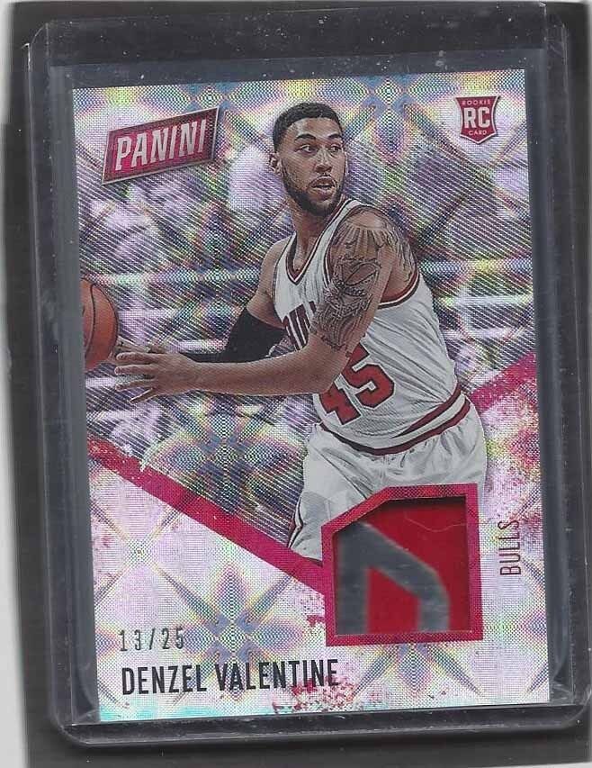 DENZEL VALENTINE 2016-17 PANINI DAY SILVER HOLO BULLS NAMEPLATE PATCH RC #D /25