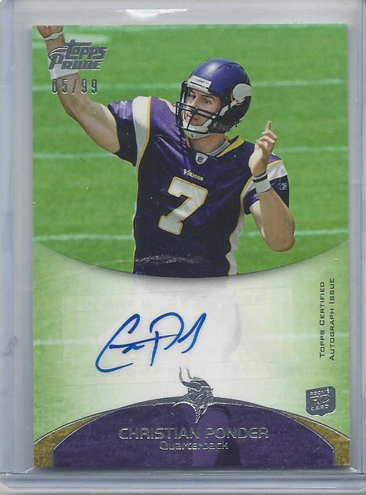 CHRISTIAN PONDER 2011 TOPPS PRIME ROOKIE AUTO RC #D 5/99