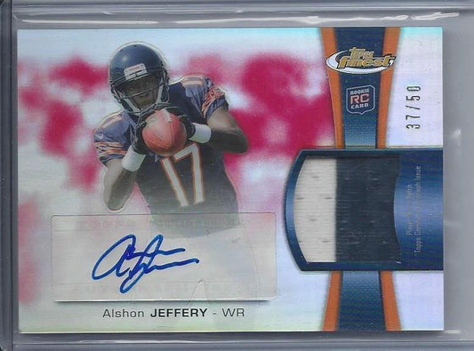 ALSHON JEFFERY 2012 FINEST RED REFRACTOR RPA 2 COLOR PATCH AUTO RC #D /50