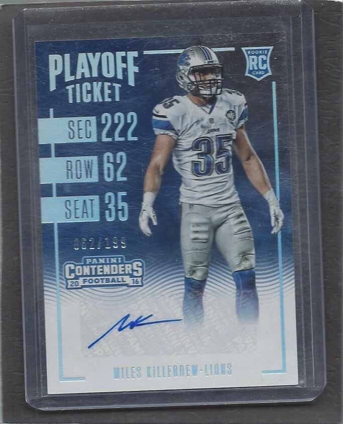 MILES KILLEBREW 2016 CONTENDERS PLAYOFF TICKET LIONS AUTO RC #D 62/199