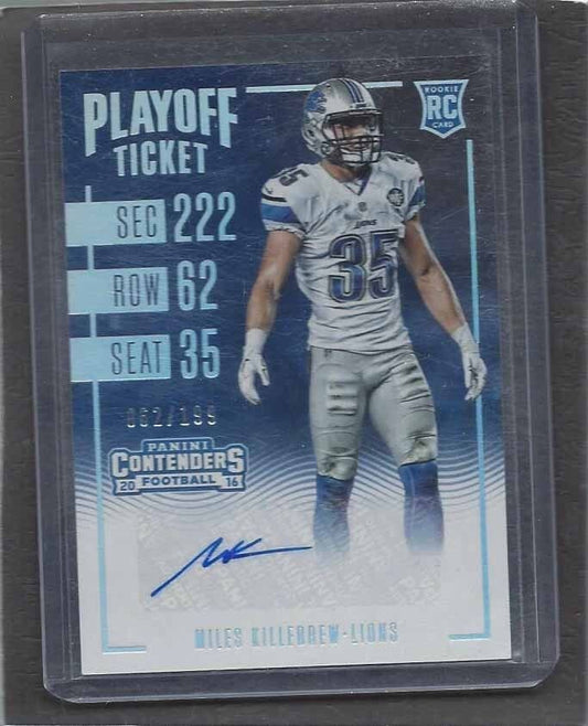 MILES KILLEBREW 2016 CONTENDERS PLAYOFF TICKET LIONS AUTO RC #D 62/199