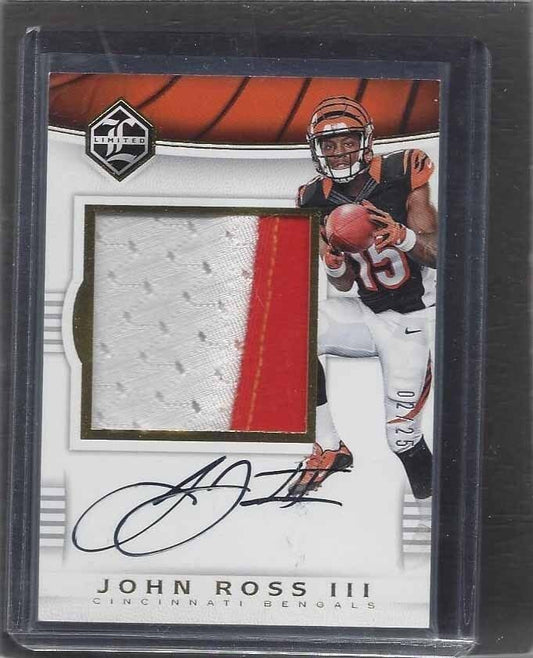 JOHN ROSS III 2017 PANINI LIMITED JUMBO 2 COLOR PATCH ON CARD AUTO RC #D 2/25
