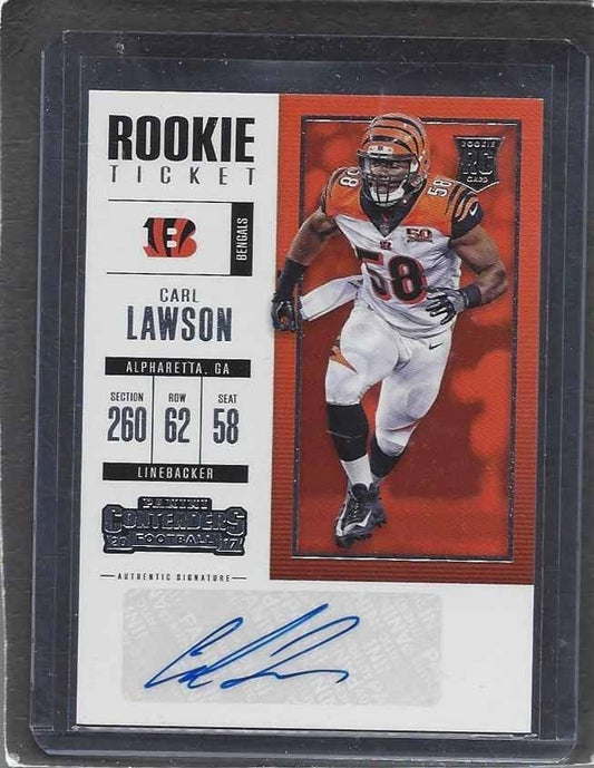 CARL LAWSON 2017 CONTENDERS ROOKIE TICKET BENGALS AUTO RC #134